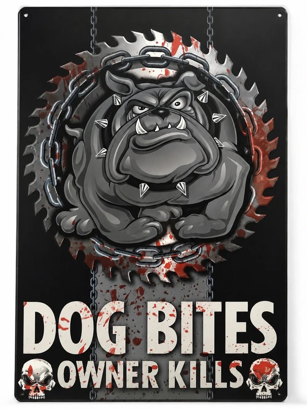 NEW Dog Bites Bulldog Metal Sign